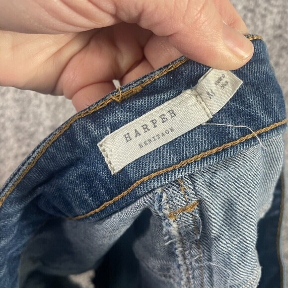 Francescas Harper Heritage Denim Skirt Mini Skirt Size M Blue Raw Hem Short Y2K - Picture 5 of 8